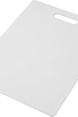 Large Cutting Board, Dishwasher- Safe Plastic Chopping Board for Kitchen with Easy Grip Handle, 11-inch by 14-inch, White