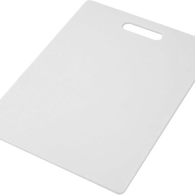 Large Cutting Board, Dishwasher- Safe Plastic Chopping Board for Kitchen with Easy Grip Handle, 11-inch by 14-inch, White