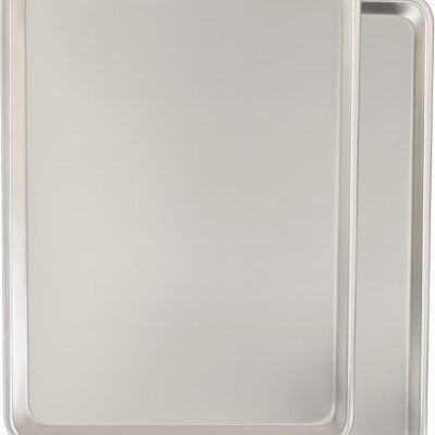 Commercial Quality Baking Sheet Pan Set, Natural Aluminum Cookie Sheet,  Warp Resistant Nonstick Baker's Half Sheet Pan, Large Thick Cookie Tray Pans for Baking, Roasting(2 Pack, 18X13Inch)