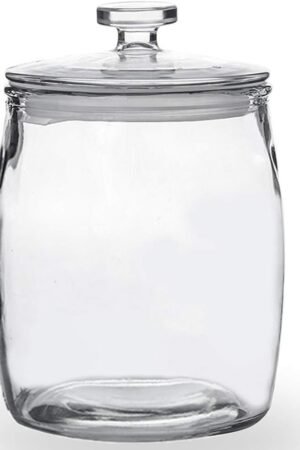 Wide Mouth Apothecary Jar with Lid, 0.5 Gallon Glass Jar for Kitchen Storage and Laundry Room Organization, 72 oz Clear Glass Container for Cookie, Candy, Sugar, Flour, Nuts