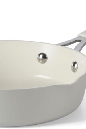 8 Inch Aluminum Fry Pan Cookware Non-Toxic Premium Ceramic Non Stick Frying Pan, Kitchen Egg Pan, Omelet Pan, , Pots and Pans, Linen White, Induction Safe