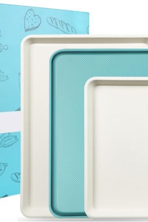 3-Pack Blue Ceramic-Coating Baking Sheet Pans, -Free Nonstick Cookie Sheet Trays, 0.8mm Thick Heavy Duty, with Diamond Texture, Replacement Toaster Oven Tray for Everyday Baking
