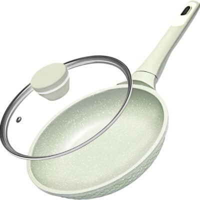 Non stick Frying Pans 8 in Skillet with Lid, Omelet Pan, Small Frying Pans Nonstick, Healthy Cookware Non Toxic Chefs Pan, Egg Pan with Heat Resistant Handle,100% PFOA PFAS-Free, Cooking all stovetop