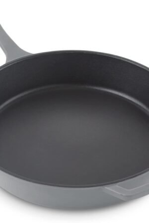 11 Inch Nonstick Cast Iron Skillet, Titanium Ceramic Coated Frying Pan, Grey