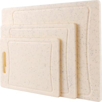 Non-Slip Cutting Board Set – Kitchen Essentials with Easy Grip Handle for Meat, Veggies, and Fruits, 3 Cutting Boards, Speckled White