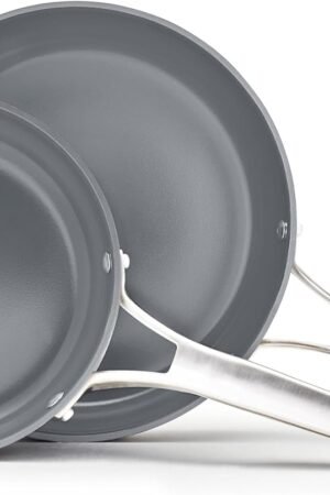 Ceramic Nonstick 8" and 10" Frying Pan Set, Mushroom Grey