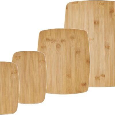 4-Piece Reversible Bamboo Cutting And Charcuterie Board Set, Assorted Size