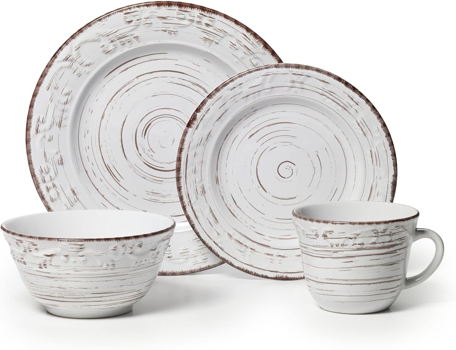 16-Piece Dinnerware Set, Service for 4, Distressed White - Image 2