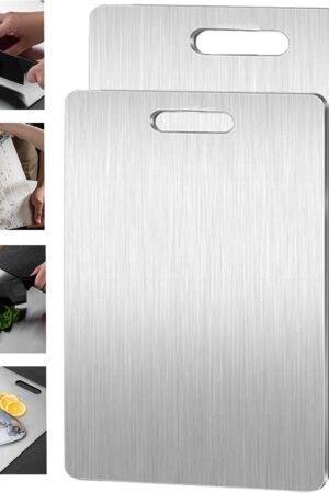 Titanium Cutting Board,Titanium Cutting Boards for Kitchen,304 Stainless Steel Food Grade Cutting Board for Meat Fruit & Vegetable(13.4*9in)