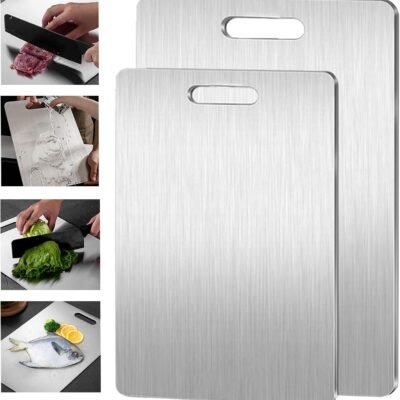 Titanium Cutting Board,Titanium Cutting Boards for Kitchen,304 Stainless Steel Food Grade Cutting Board for Meat Fruit & Vegetable(13.4*9in)