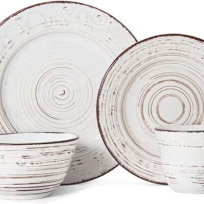 16-Piece Dinnerware Set, Service for 4, Distressed White