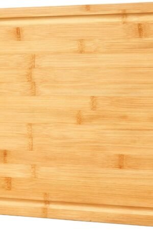 Bamboo Cutting Board for Kitchen, 18" Large Wood Charcuterie Cheese Board, Wooden Chopping Block with Side Handles and Juice Grooves