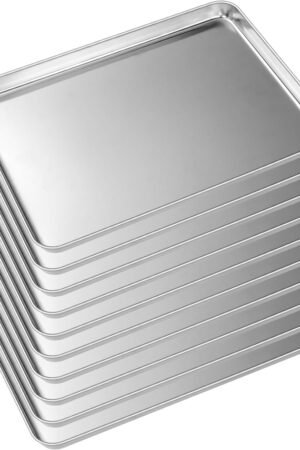 Baking Sheet Tray Set of 10,  Stainless Steel Baking Pan Cookie Pan Sheet, Size 16 x 12 x 1 inch, Warp Resistant & Heavy Duty & Rust Free