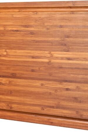 Bamboo Wood Cutting Board for Kitchen, 1" Thick Butcher Block, Cheese Charcuterie Board, with Side Handles and Juice Grooves, 16x11"