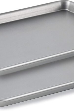 Premium Nonstick Baking Pans Set of 2, 12 x 17 inch, Silverware, Heavy Gauge Steel Core
