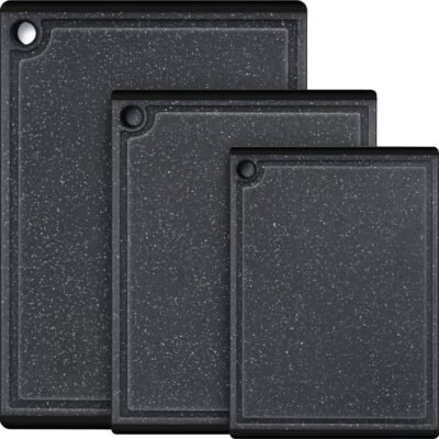 Plastic Cutting Boards for Kitchen, 3-Piece Large Cutting Board Set Dishwasher Safe Choing Boards with Non-slip Feet and Juice Grooves,
