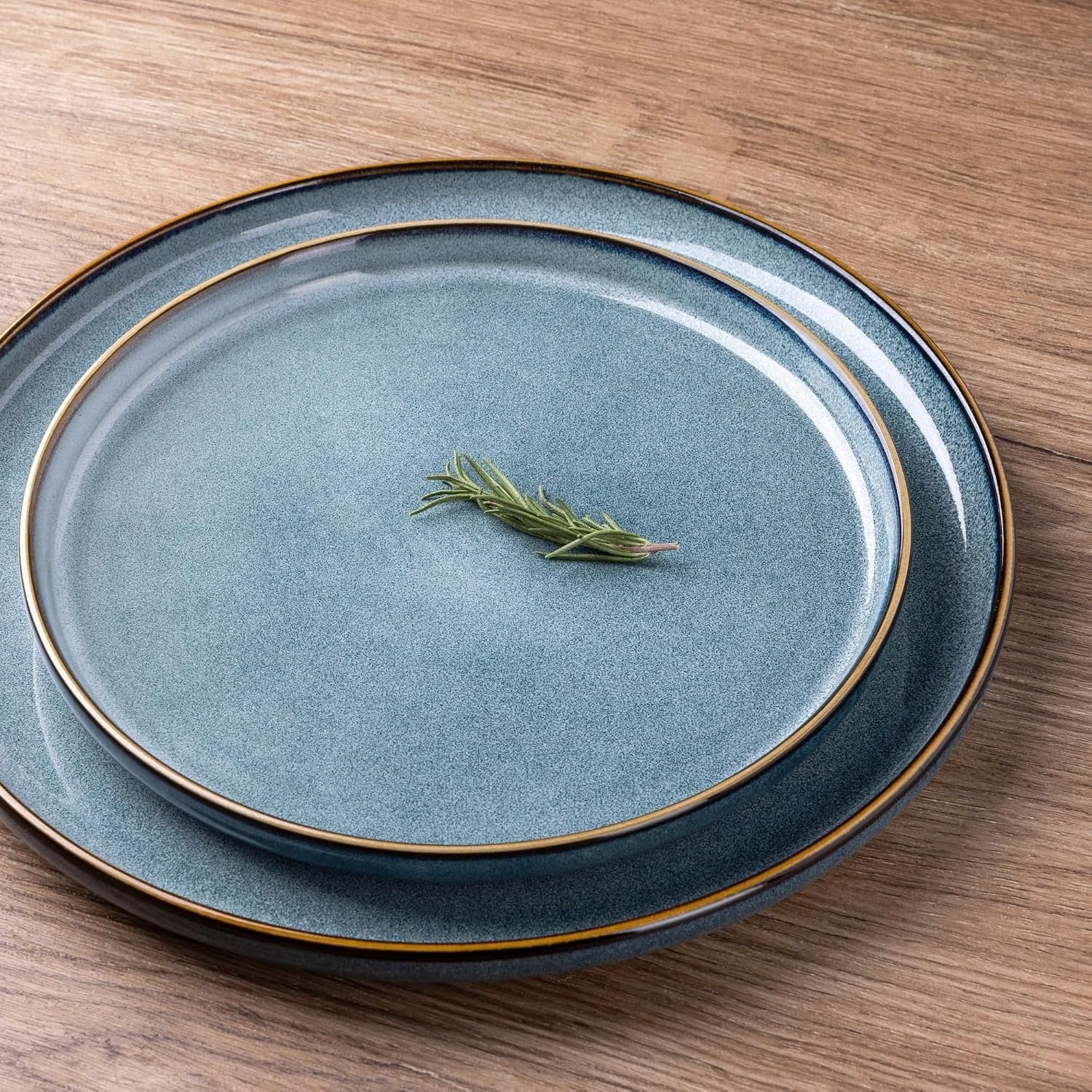 Ceramic Dinnerware Sets for 6, 18 Pieces Stoneware Plates and Bowls Sets, Scratch Resistant Dishes, Dishwasher & Microwave Safe, Space Blue - Image 2